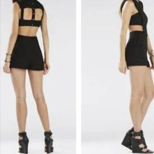 BCBGMAXAZRIA Black Leni Bib Romper